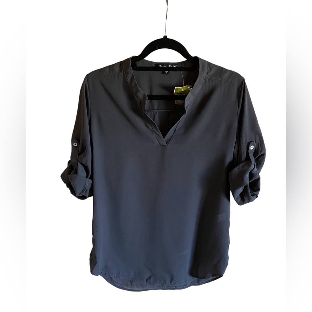 Womens Sweet Rain Dark Gray Blouse Top S